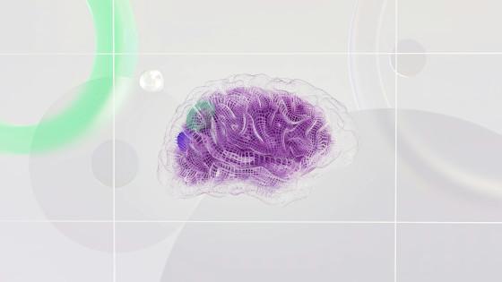 An abstract digital illustration of a human brain